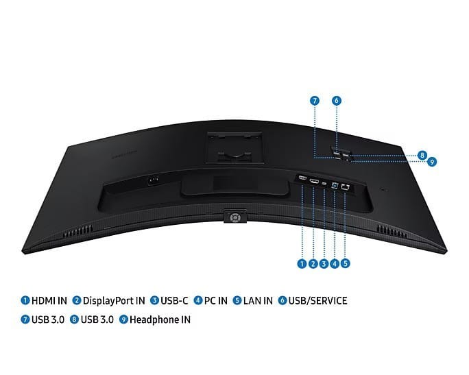 Samsung Monitor 34 cale ViewFinity S65UA VA 3440x1440 UWQHD 21:9 1xHDMI 1xDP 1xUSB-C(90W) 3xUSB 3.0 LAN (RJ45) 5ms 100Hz HAS+PIVOT zakrzywiony głośnik