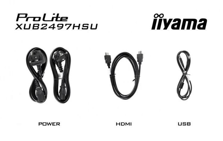 IIYAMA Monitor 24 cale XUB2497HSU-B1 IPS.HDMI.DP.2x2W.2xUSB(2.0).HAS(150mm). 250cd.1ms.100Hz