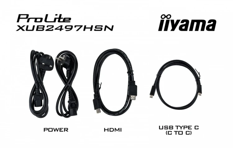 IIYAMA Monitor 24 cale XUB2497HSN-B2 IPS, USB-C Dock, HDMI, DP, 300cd, Pivot, HAS