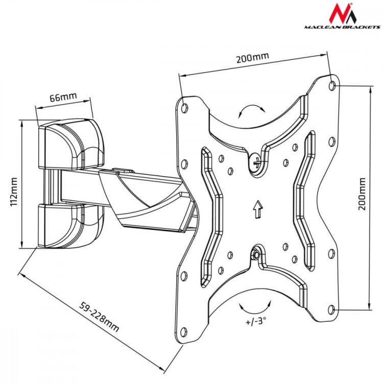 Maclean Uchwyt do telewizora lub monitora 13-42 cale MC-741 25kg Czarny