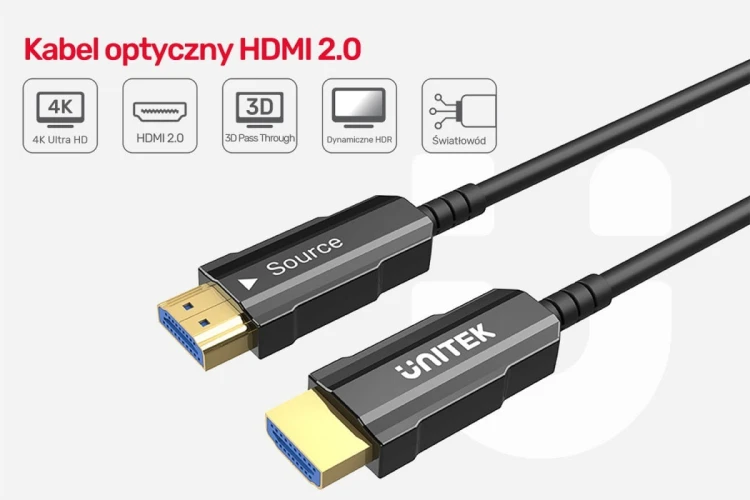 Unitek Kabel Optyczny HDMI 2.0 10m 4K60Hz C11072BK-10M