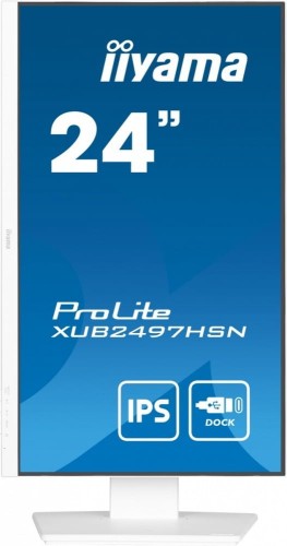 IIYAMA Monitor 24 cale XUB2497HSN-W2 IPS, USB-C Dock, HDMI, DP, 300cd, Pivot, HAS, biały