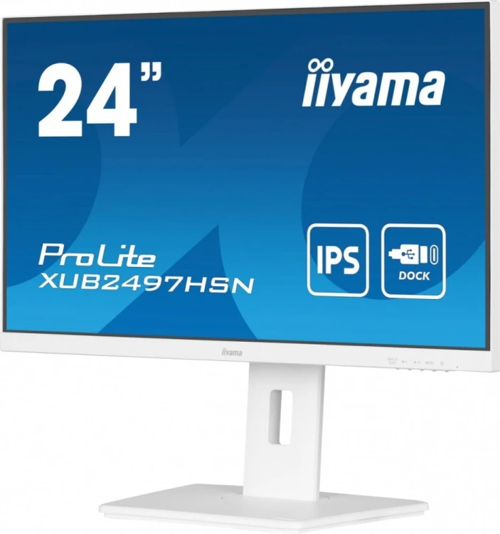 IIYAMA Monitor 24 cale XUB2497HSN-W2 IPS, USB-C Dock, HDMI, DP, 300cd, Pivot, HAS, biały