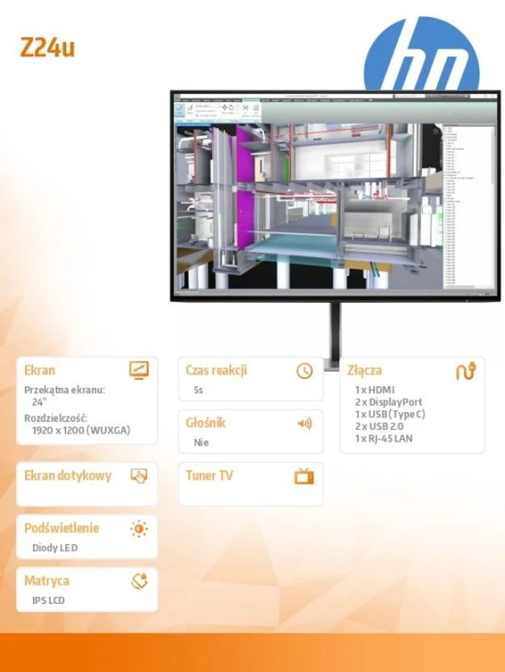 HP Inc. Monitor Z24u G3 WUXGA USB-C display 1C4Z6AA