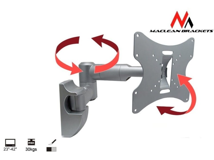 Maclean Uchwyt do monitora 23-42''  30 kg uniwersalny MC-503A S max vesa 200 srebrny