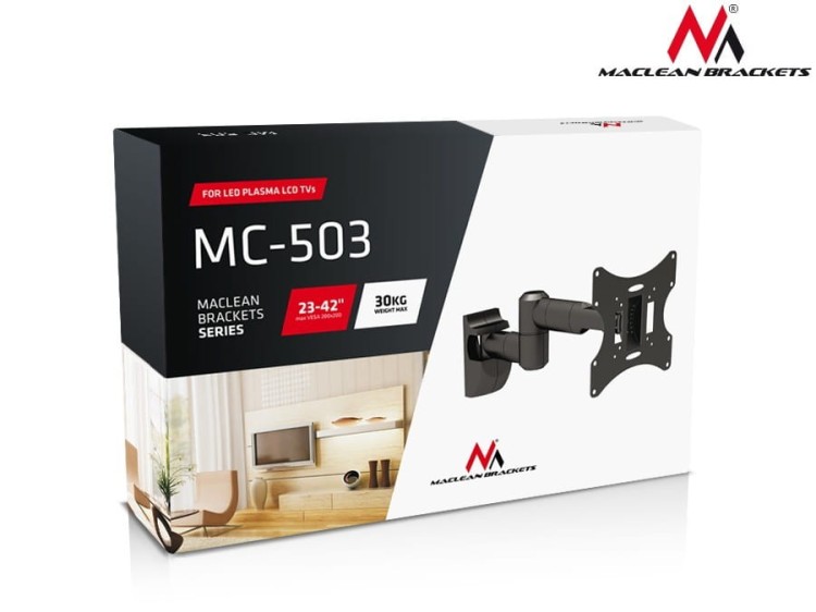Maclean Uchwyt do monitora 23-42''  30 kg uniwersalny MC-503A S max vesa 200 srebrny