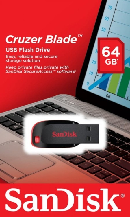 SanDisk Cruzer Blade USB Flash Drive 64GB