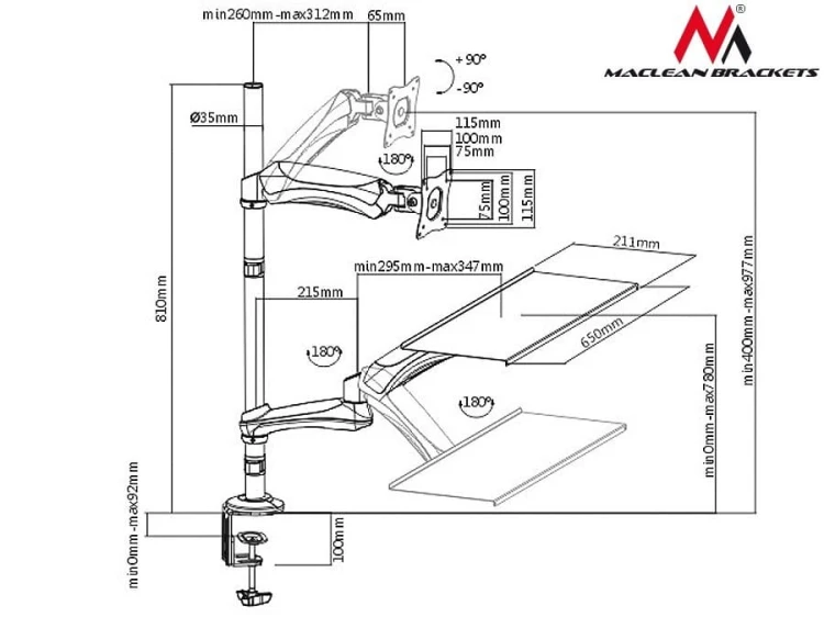 Maclean Uchwyt do monitora oraz klawiatury MC-681