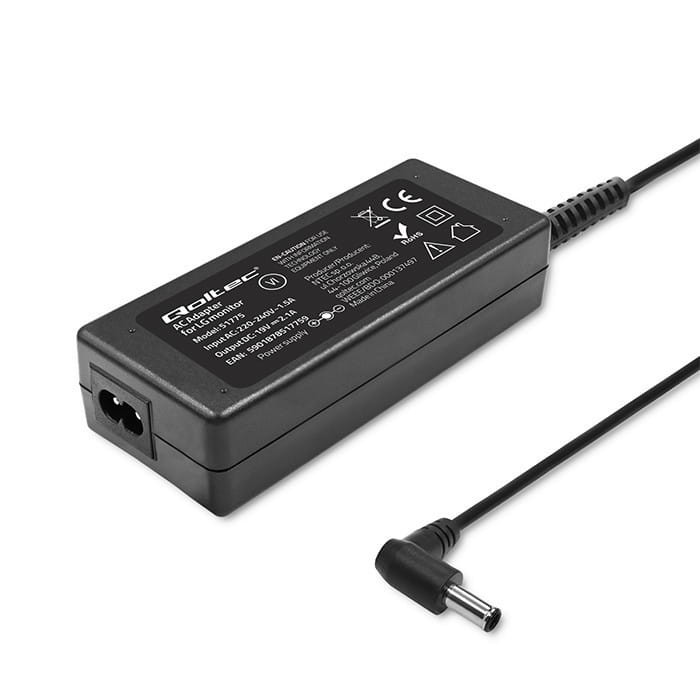 Qoltec Zasilacz do monitora LG | 40W | 19V | 2.1A | 6.5*4.4 |+ kabel zasilający