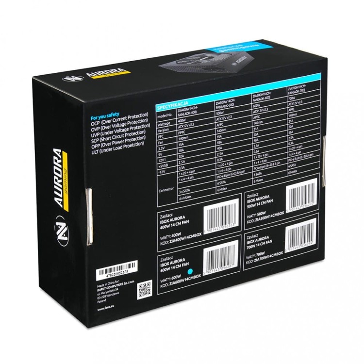 iBOX Zasilacz Aurora 600W 14 Fan gaming BOX