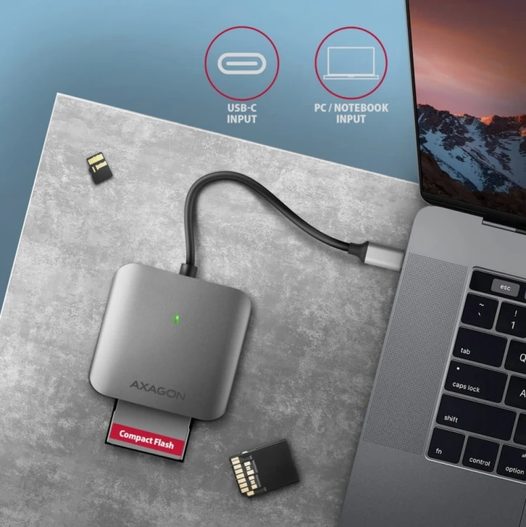 AXAGON CRE-S3C Czytnik zewnętrzny kart USB-C 3.2 GEN 1, 3-slot &amp; lun SD/microSD/CF, obsługa UHS-II