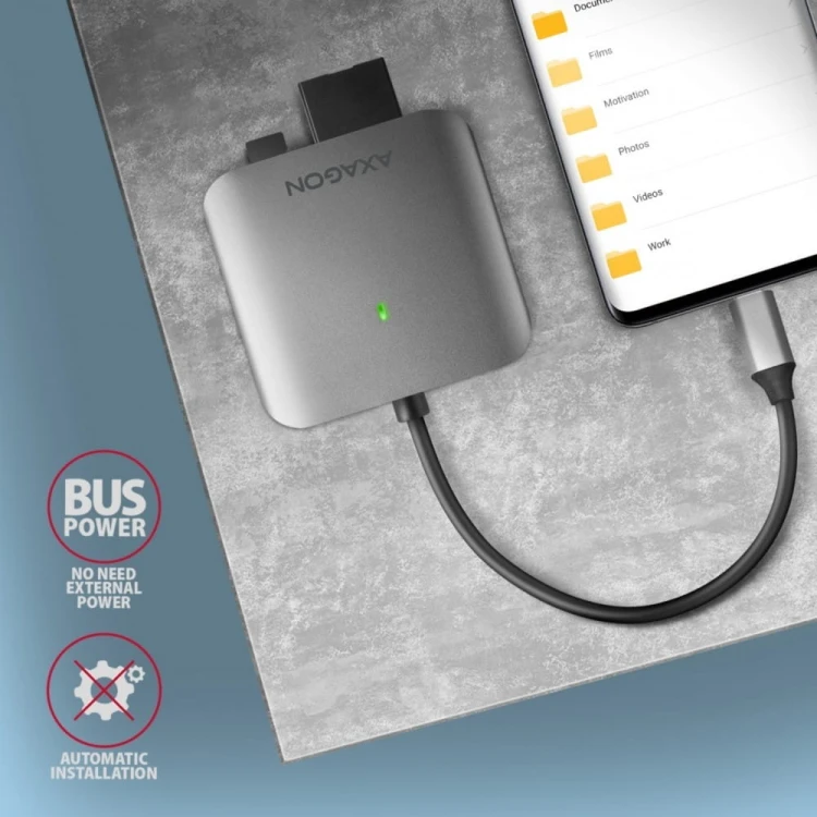 AXAGON CRE-S3C Czytnik zewnętrzny kart USB-C 3.2 GEN 1, 3-slot &amp; lun SD/microSD/CF, obsługa UHS-II