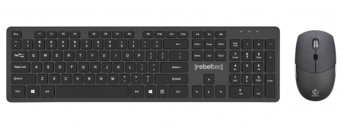 Rebeltec Zestaw bezprzewodowy klawiatura + mysz MAXIM 2,4GHz, zasięg 10m nano odbiornik USB 104 klawisze QWERTY