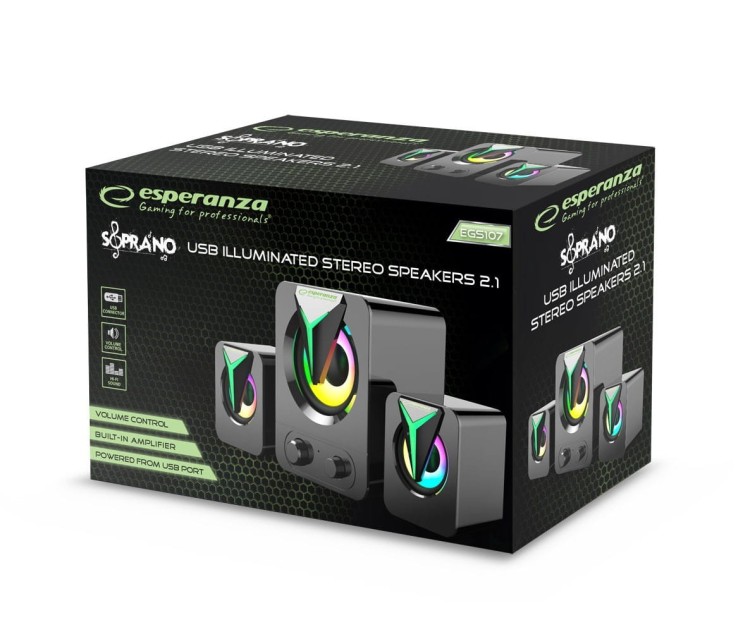Esperanza Głośniki 2.1 USB Rainbow Soprano