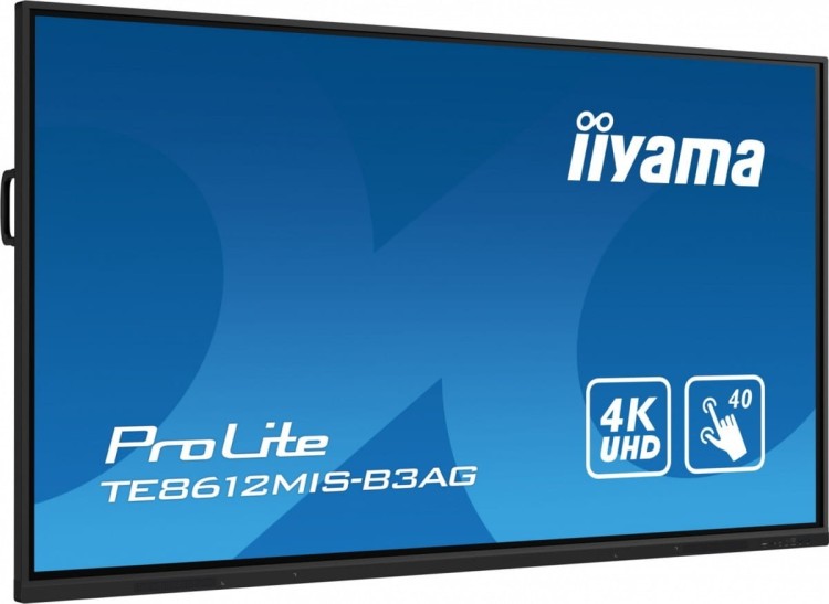 IIYAMA Monitor 85.6 cala ProLite TE8612MIS-B3AG,INFRARED,40pkt,VA,4K, 24/7, 7H, WiFi,VGA, HDMI, USB-c, Bluetooth,metal,8ms, vesa, głośniki 2 x 16W