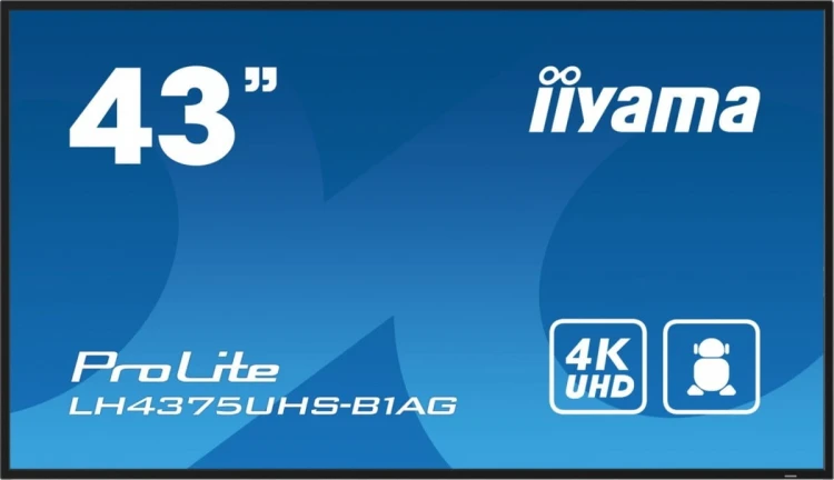 IIYAMA Monitor 42.5 cala ProLite LH4375UHS-B1AG, 24/7,IPS,ANDROID.11,4K,500cd/m2,WiFi,3xHDMI,DP,Daisy/Chain,2xUSB,2x10W,RJ45,iiSignage2,FailOver,SDM,4