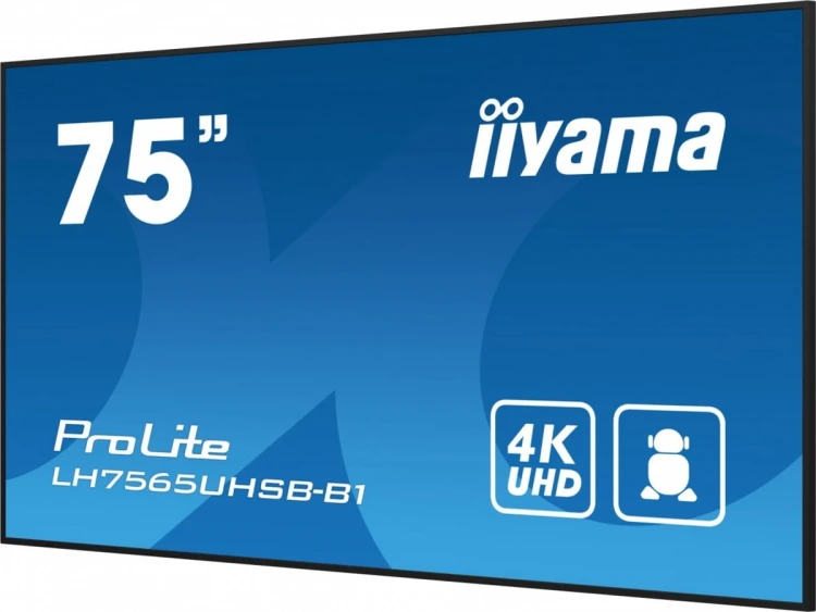 IIYAMA Monitor 75 cali LH7565UHSB-B1, 24/7, IPS, ANDROID 11, 4K, 800cd, iiSignage2, SDM, 2x HDMI, DP, 2x USB,2x 10W, RJ45, WiFi, 4/32GB, PION/POZIOM,
