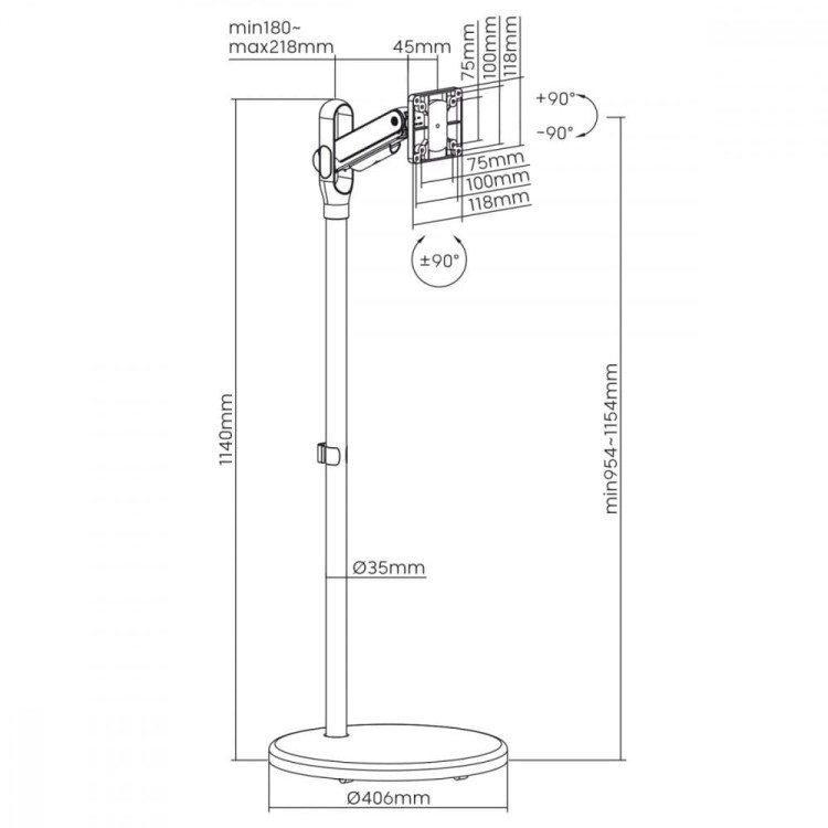 Maclean Mobilny stojak do TV monitora 17-35 cali MC-970W