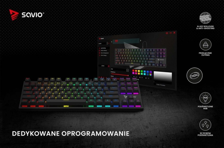 Savio Klawiatura mechaniczna RGB Tempest X2 Outemu Red