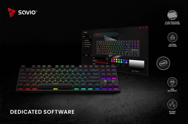 Savio Klawiatura mechaniczna RGB Tempest X2 Outemu Brown