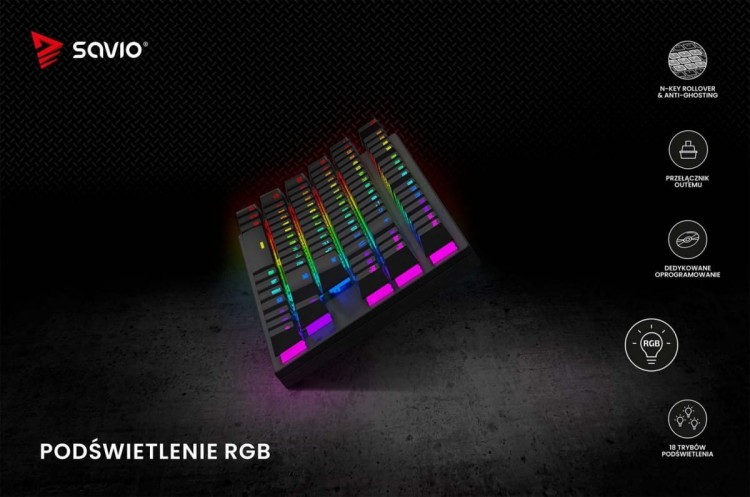 Savio Klawiatura mechaniczna RGB Tempest X2 Outemu Brown
