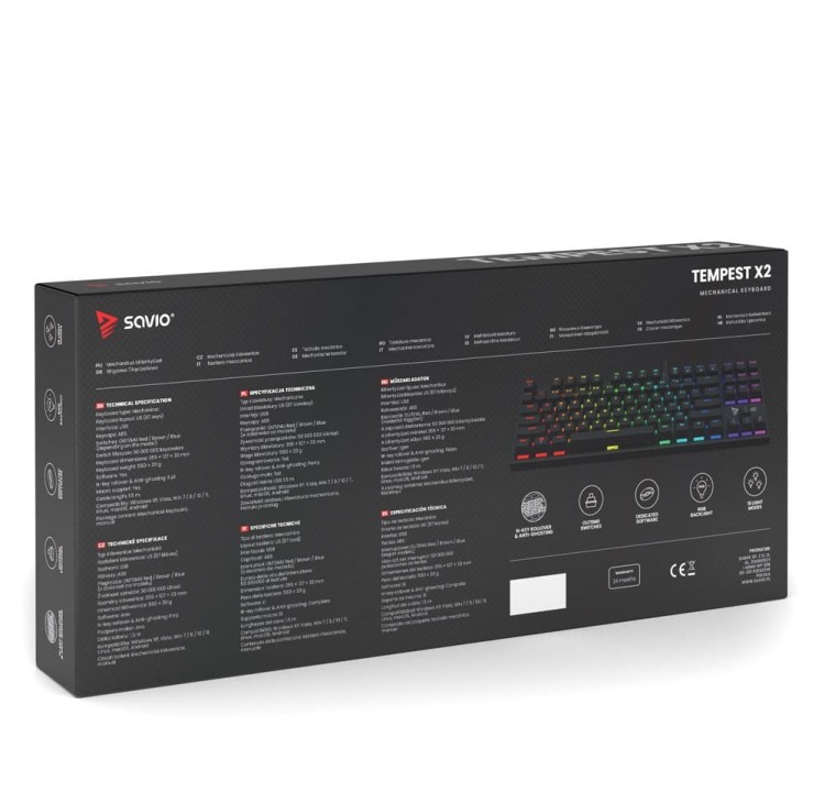 Savio Klawiatura mechaniczna RGB Tempest X2 Outemu Brown