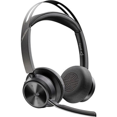 POLY Zestaw słuchawkowy Voyager Focus 2  certyfikatem Microsoft Teams USB-C-C z podstawką ładującą, przejściówka USB-C/A 9T9J6AA