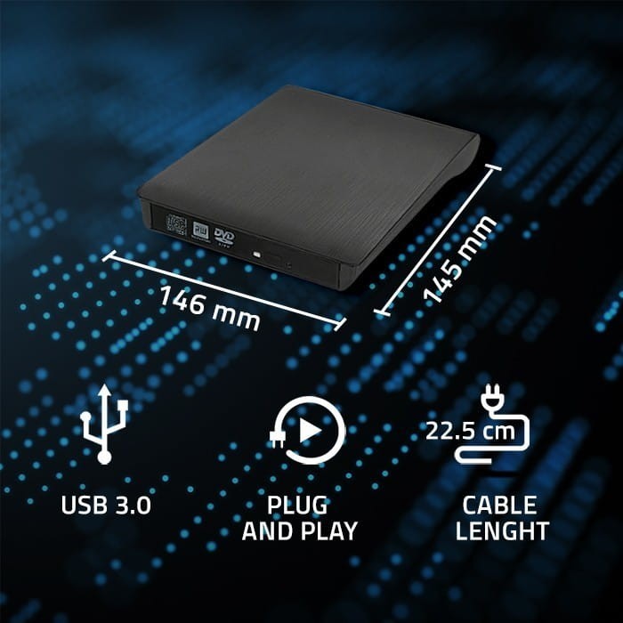 Qoltec Nagrywarka DVD-RW zewnętrzna | USB 3.0 | Czarna