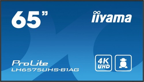 IIYAMA Monitor 65 cali LH6575UHS-B1AG 24/7,IPS,ANDROID.11,4K,500cd/m2,WiFi,3xHDMI,DP,Daisy/Chain,2xUSB,2x10W,RJ45,iiSignage2,FailOver,SDM,4GB/32GB,met