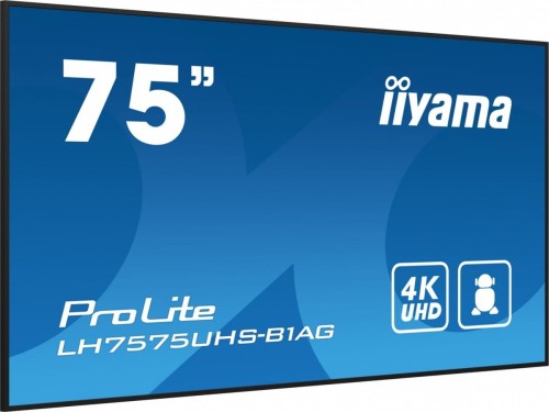 IIYAMA Monitor 75 cali LH7575UHS-B1AG, 24/7,IPS,ANDROID.11,4K,500cd/m2,WiFi,3xHDMI,DP,Daisy/Chain,2xUSB,2x10W,RJ45,iiSignage2,FailOver,SDM,4GB/32GB,me