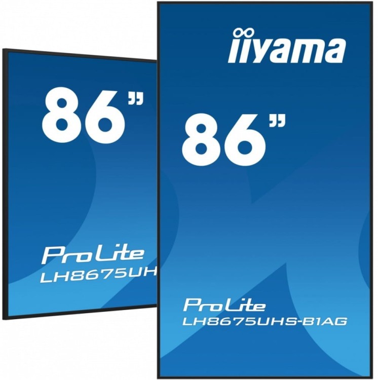 IIYAMA Monitor 85.6 calowy LH8675UHS-B1A, 24/7,IPS,ANDROID.11,4K,500cd/m2,WiFi,3xHDMI,DP,Daisy/Chain,2xUSB,2x10W,RJ45,iiSignage2,FailOver,SDM,4GB/32GB