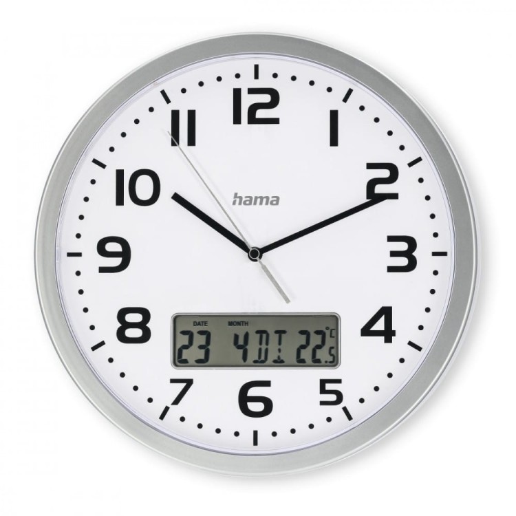 Hama Zegar ścienny DCF Moorea 30cm Srebrny