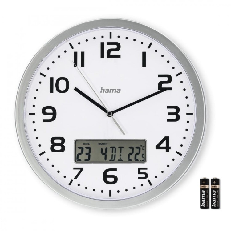Hama Zegar ścienny DCF Moorea 30cm Srebrny