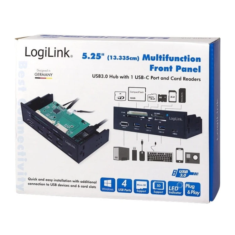 LogiLink Multifunkcyjny panel 5,25' z czyt. kart