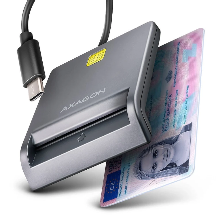AXAGON CRE-SM3TC Czytnik kart identyfikacyjnych USB-C, 1.2m kabel