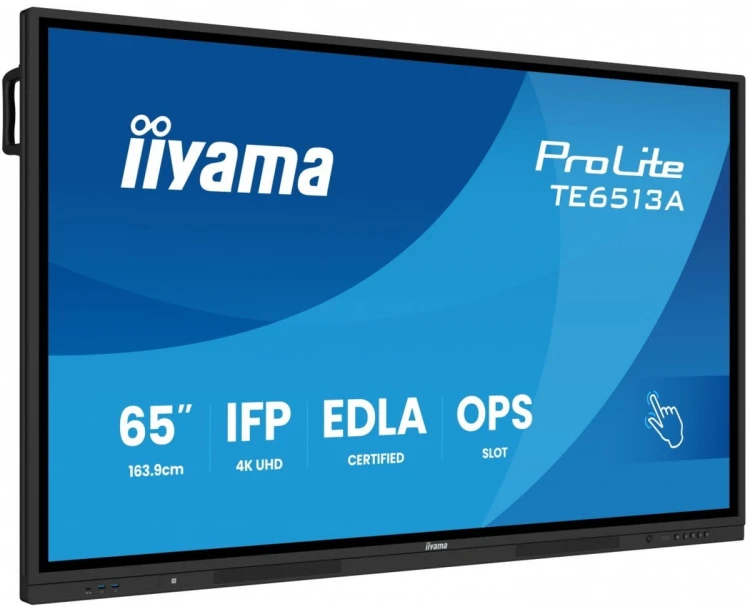 IIYAMA Monitor 65 cali TE6513A-B1AG INFRARED,40pkt,IPS,4K,7H,450cd/m2,      WiFi,USB, ANDROID 14, Google EDLA,2x20W, UCHWYT CIENNY