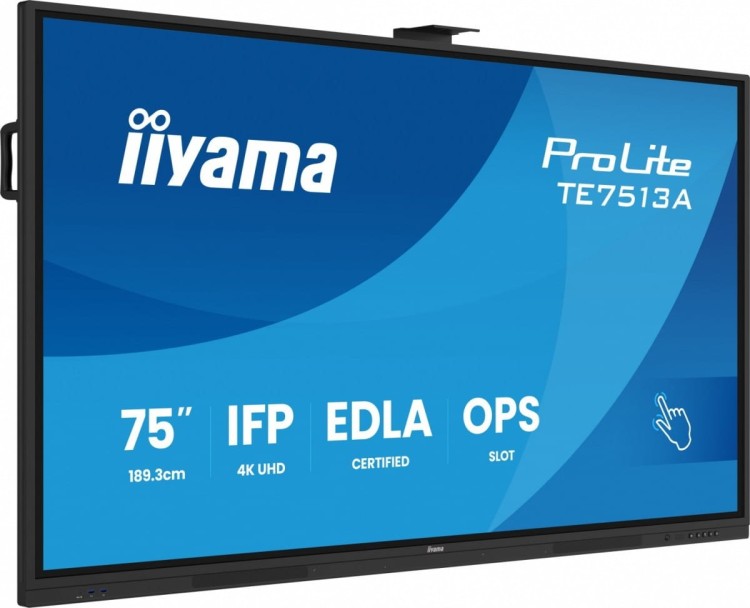 IIYAMA Monitor 75 cali TE7513A-B1AG INFRARED,40pkt,IPS,4K,7H,450cd/m2,      WiFi,USB, ANDROID 14, Google EDLA,2x20W, UCHWYT CIENNY