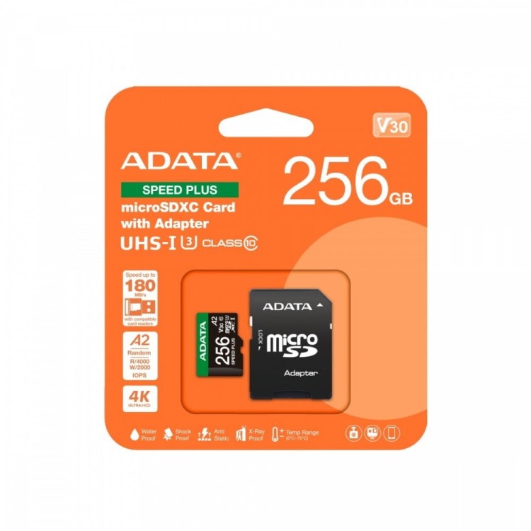 Adata Karta microSD Speed Plus 256GB UHS1 U3 V30 A2 180/160 MB/s