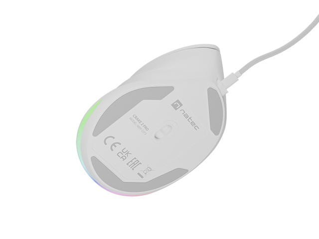 Natec Mysz wertykalna CRAKE 2 PRO 128000DPI optyczna biała