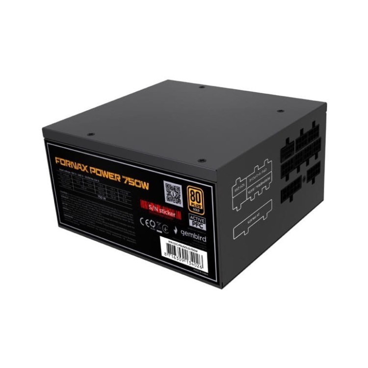 Gembird Zasilacz komputerowy Fornax Power 750W aktywny PFC wentylator 12 cm 80+Gold