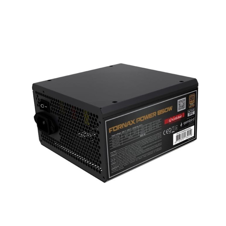 Gembird Zasilacz komputerowy Fornax Power 850W 80+Bronze aktywny PFC 120mm wentylator 10-pak