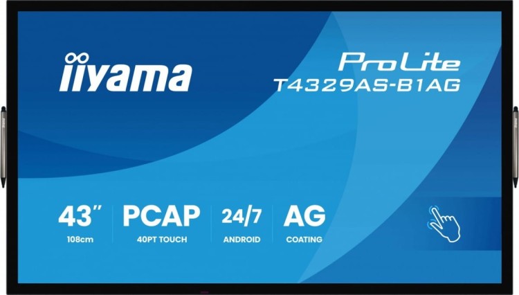 IIYAMA Monitor 43 cale T4329AS-B1AG VA,4K,HDMIx2,USB-C,RJ45,2x10W,WiFi,     Android 14, Signal FailOver, Whiteboard, iiSignage (CMS), iiControl (DMS),