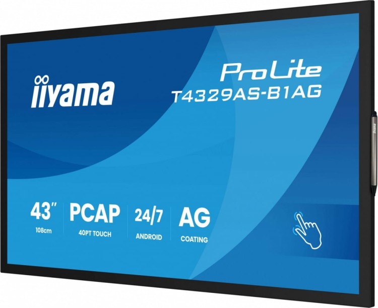 IIYAMA Monitor 43 cale T4329AS-B1AG VA,4K,HDMIx2,USB-C,RJ45,2x10W,WiFi,     Android 14, Signal FailOver, Whiteboard, iiSignage (CMS), iiControl (DMS),