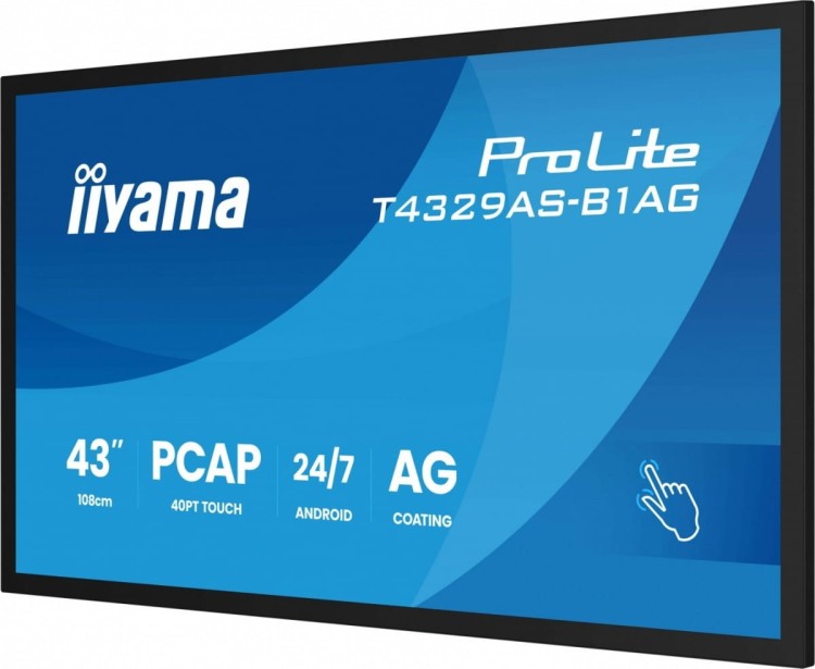 IIYAMA Monitor 43 cale T4329AS-B1AG VA,4K,HDMIx2,USB-C,RJ45,2x10W,WiFi,     Android 14, Signal FailOver, Whiteboard, iiSignage (CMS), iiControl (DMS),