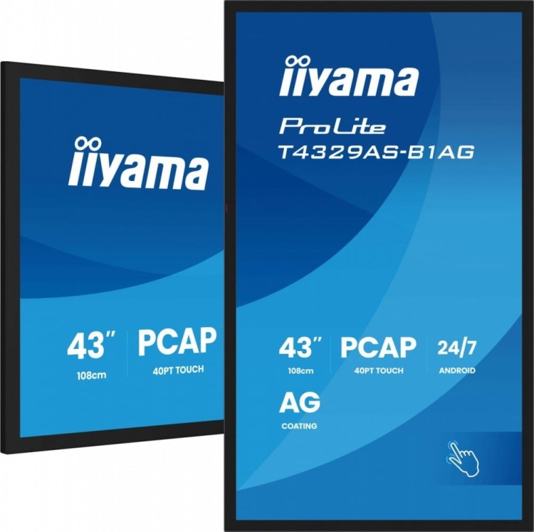 IIYAMA Monitor 43 cale T4329AS-B1AG VA,4K,HDMIx2,USB-C,RJ45,2x10W,WiFi,     Android 14, Signal FailOver, Whiteboard, iiSignage (CMS), iiControl (DMS),