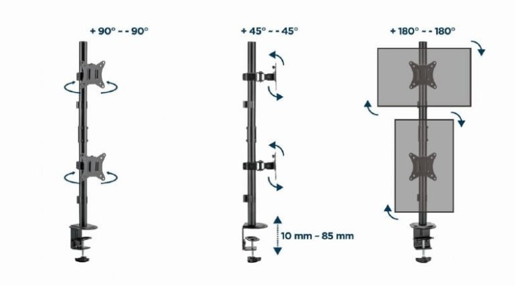 Gembird Uchwyt na  2 monitory 17-32 max. 9kg
