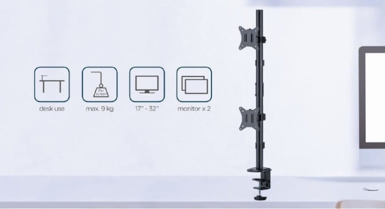 Gembird Uchwyt na  2 monitory 17-32 max. 9kg