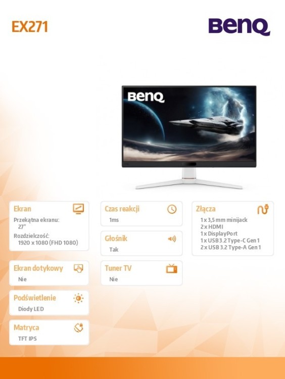 Benq Monitor 27 cali EX271  1ms IPS/180Hz/FullHD/Gaming