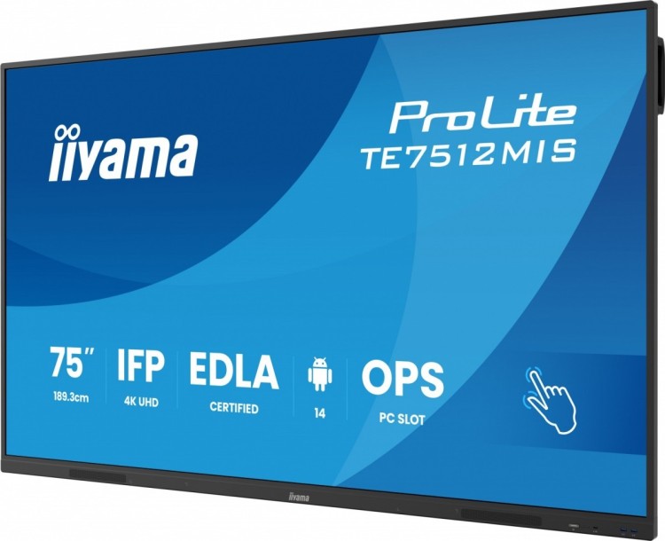IIYAMA Monitor 75 cali TE7512MIS-B4AG  40pkt,IPS,4K,24/7,7H,                ANDROID 14, RK3576, 8/128GB, EDLA, Essential