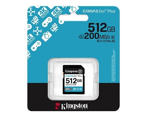 Kingston Karta SD 512GB Canvas Go Plus 200/160 MB/s C10 U3 V30